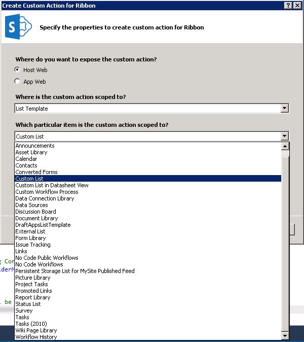 create Custom action for Ribbon